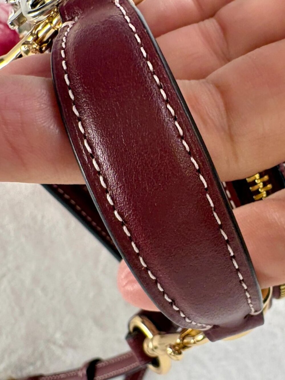 Coach Eva Phone Crossbody in Signature Chambray and Leather in Wine with Charm - Picture 9 of 16